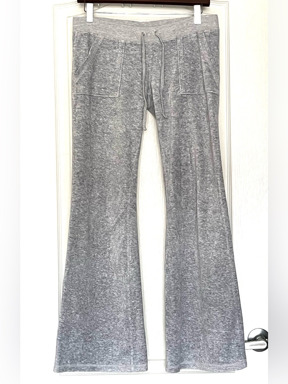 Vintage Y2K Juicy Couture Gray Wide-Leg/Flare Track Pants with Back Pockets